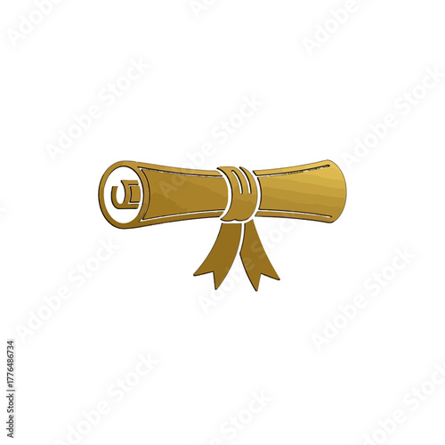 Celebrate academic achievement with this gold diploma scroll, perfect for graduation announcements, educational websites, and honoring student success