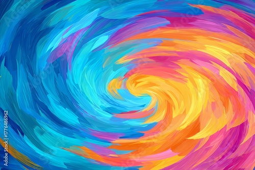 Vibrant swirling brushstrokes create an intense, multicolored vortex effect