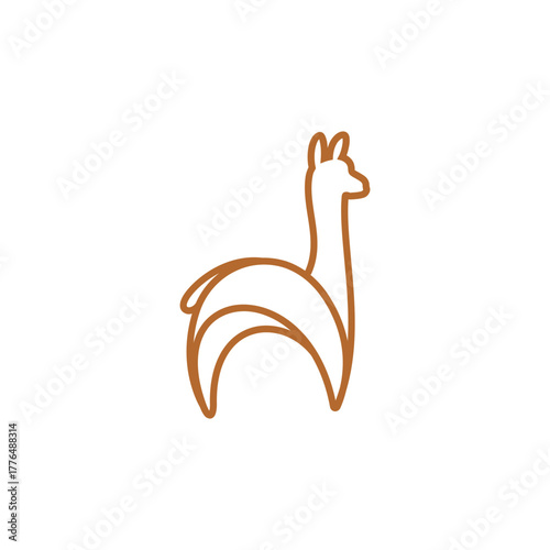 Minimal Alpaca Logo. Stylish and soft outline design, ideal for textile or fashion branding.
