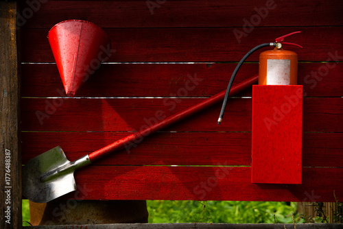 red and white fire shield