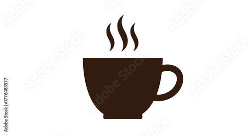 Minimalist coffee cup silhouette with steaming hot beverage