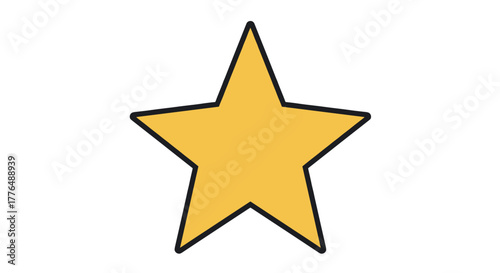 Bold yellow star icon on white background with black outline