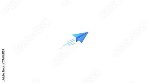 Blue Paper Plane Flying Upwards, Business Success Concept