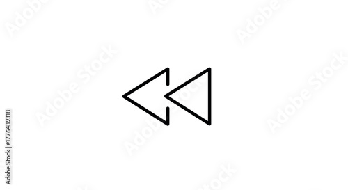 Minimalist rewind icon in black and white for media controls