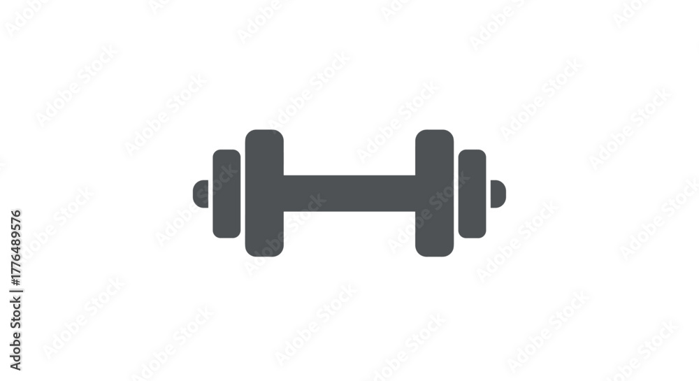 Naklejka premium Simple dumbbell icon for fitness and gym design in silhouette style