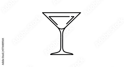 Minimalist martini glass drawing with elegant line art design
