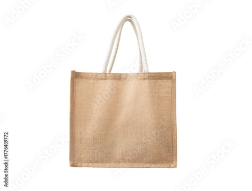 Jute tote bag or sackcloth bag on white background. Eco-friendly reusable shopping bag Isolated On White Background.