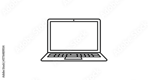 Minimalist outline of laptop computer for business and technology design projects