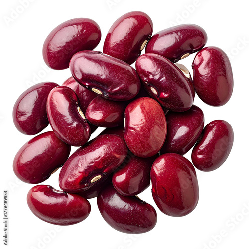 Red Kidney Beans: A close-up shot showcasing the rich, vibrant color and unique texture of a pile of raw, uncooked kidney beans. A healthy and nutritious food staple.