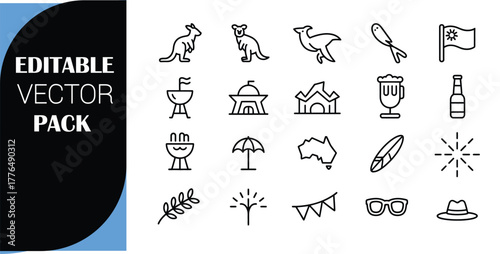 Australian icons and symbols vector pack kangaroo koala