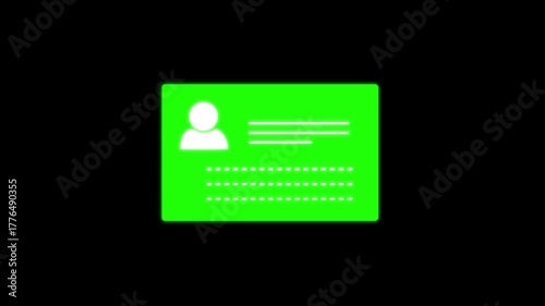 Colorful ID Card Icon Animation. ID card icon animation on color screen. id card icon vector. National id, card, voter id. identity document sign animation on background. Business card animated icon.