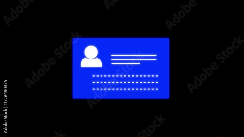 Colorful ID Card Icon Animation. ID card icon animation on color screen. id card icon vector. National id, card, voter id. identity document sign animation on background. Business card animated icon.