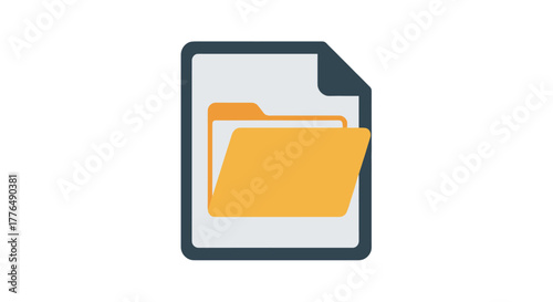 Minimalist document icon with yellow folder symbol for digital file management