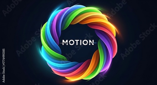 Vibrant abstract twisted colorful circle with glowing light effects