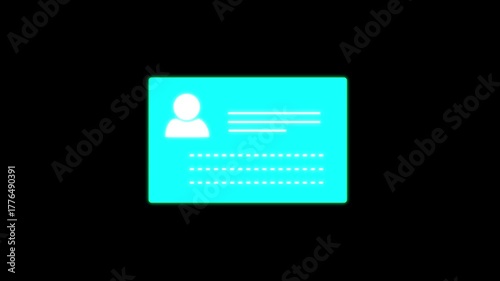 Colorful ID Card Icon Animation. ID card icon animation on color screen. id card icon vector. National id, card, voter id. identity document sign animation on background. Business card animated icon.