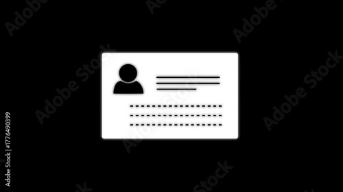 Colorful ID Card Icon Animation. ID card icon animation on color screen. id card icon vector. National id, card, voter id. identity document sign animation on background. Business card animated icon.