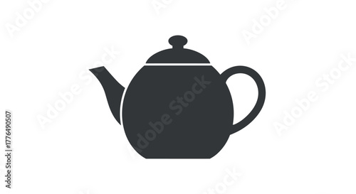 Minimalist silhouette of a teapot with handle and spout