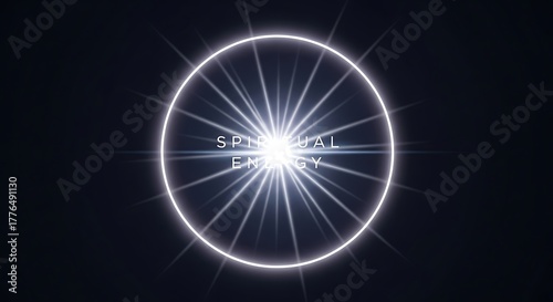 Spiritual energy concept with glowing light burst inside a circle