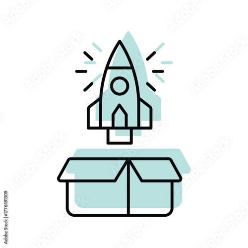 Product Launch color shadow thinline icon , vector, pixel perfect, illustrator file 
