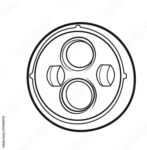 Industrial Flange Silhouette with Threaded Holes – Mechanical Component Vector Illustration
