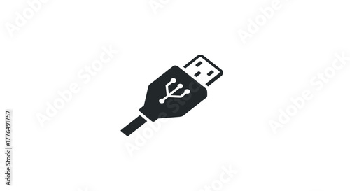 Simplistic usb plug icon on white background