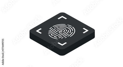 Isometric fingerprint icon for digital security and biometric authentication