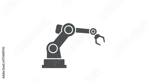 Silhouette of industrial robotic arm in minimalist design