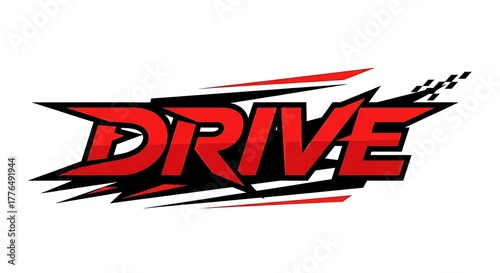 Dynamic DRIVE text with racing flag and speed elements