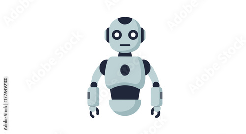 Friendly cartoon robot on white background