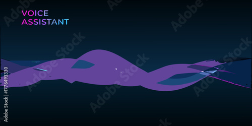 Abstract visualization of a voice assistant waveform with gradient colors on a dark background