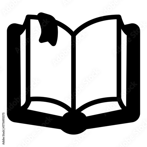 Book with bookmark solid icon, book festival concept. Vector graphics. Opened book for reading sign on white background, style icon mobile or web design.