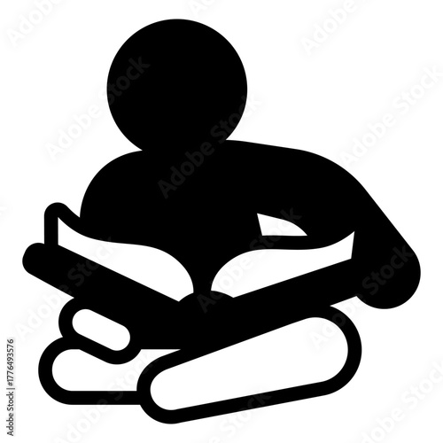 Reader kid solid icon, book festival concept. Vector graphics. Book in child hands, reading sign on white background, style icon mobile or web design.