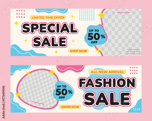 Modern Colorful Sale Banner Template Set Vector