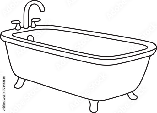 Clawfoot style bathtub with deck faucet
