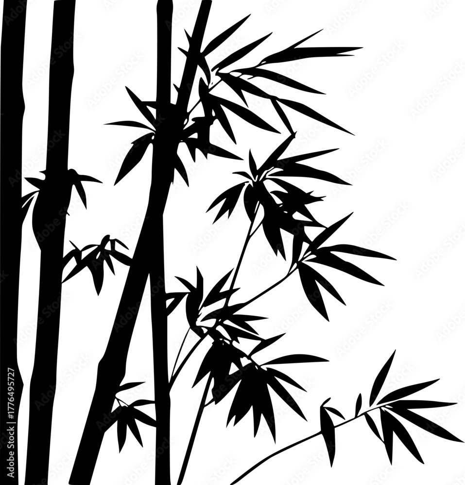 Obraz premium Japanese bamboo silhouette design for oriental and cultural art