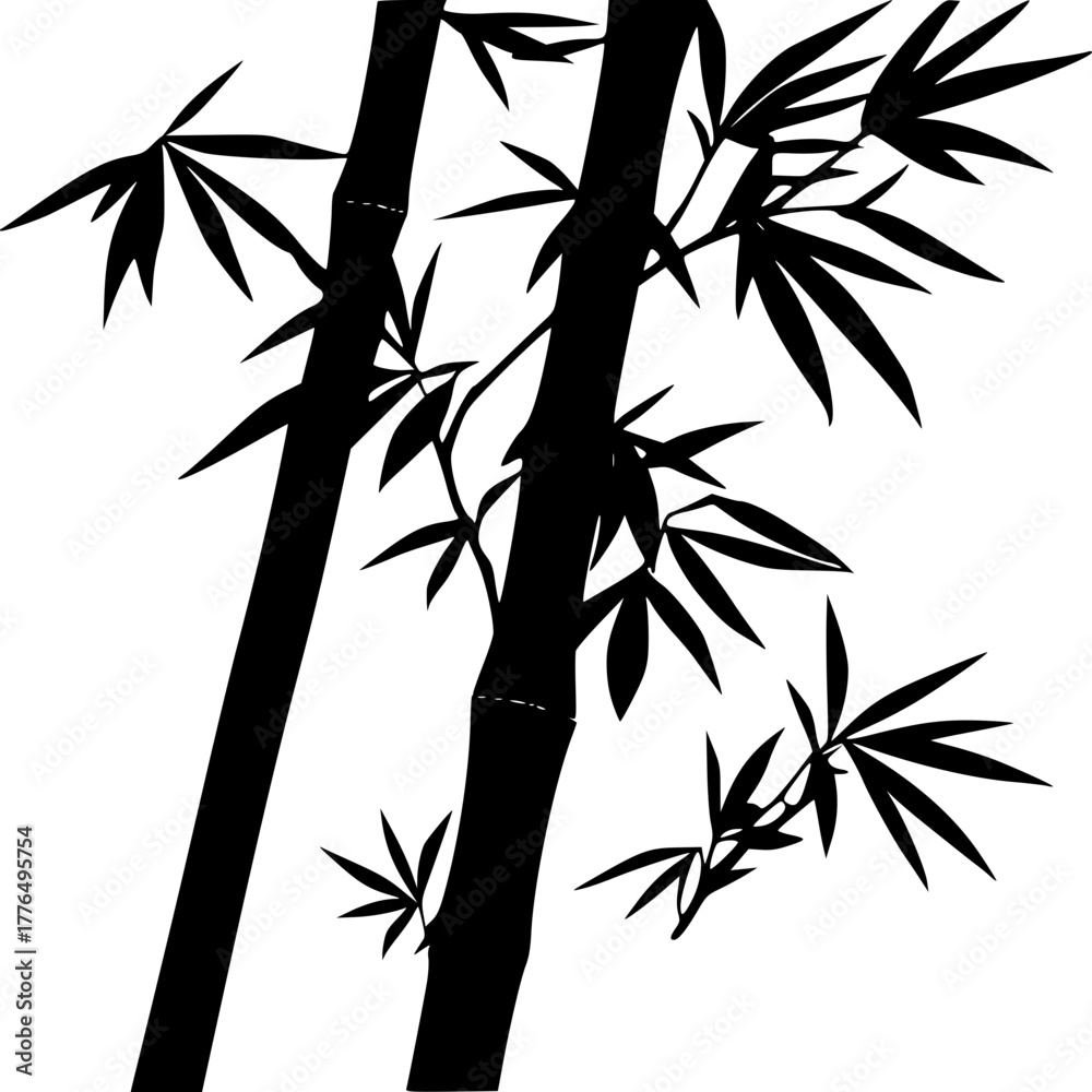 Obraz premium Black bamboo silhouette design for Asian and tropical theme