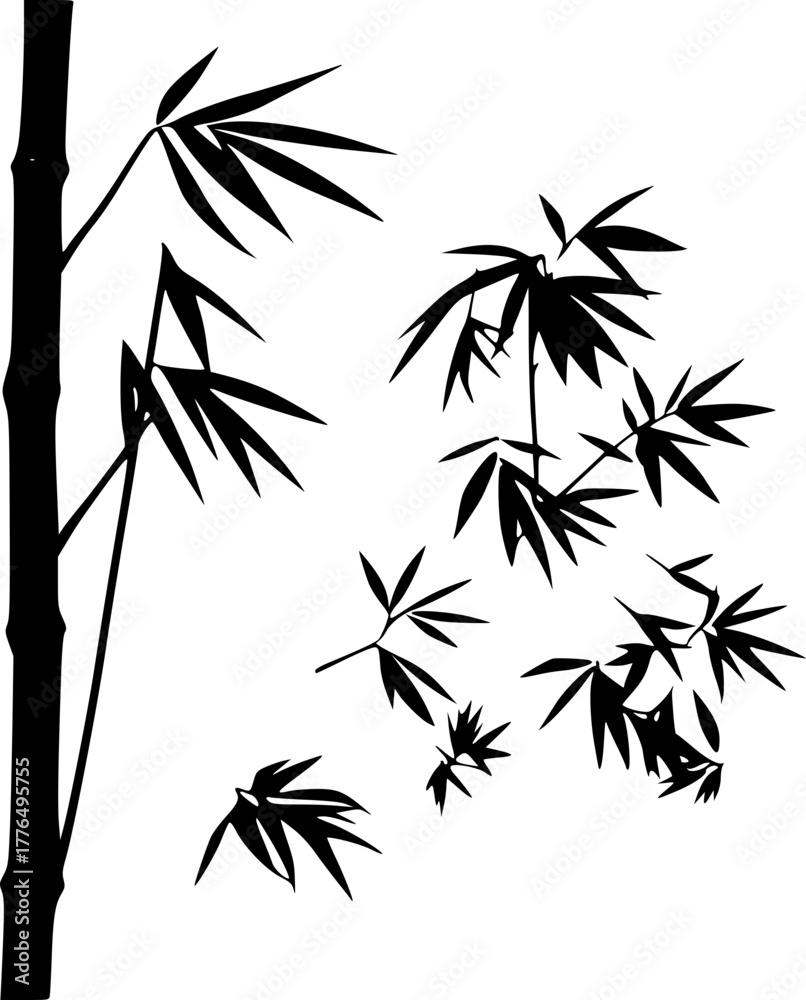 Obraz premium Bamboo silhouette artwork representing strength and serenity