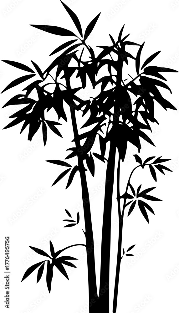 Obraz premium Bamboo forest silhouette art for calm and relaxation concept