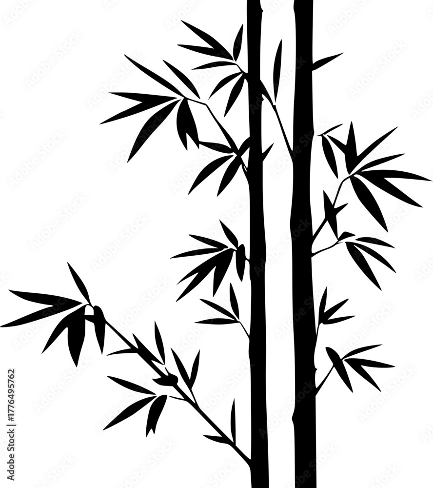 Obraz premium Bamboo stalk silhouette vector for natural and eco design