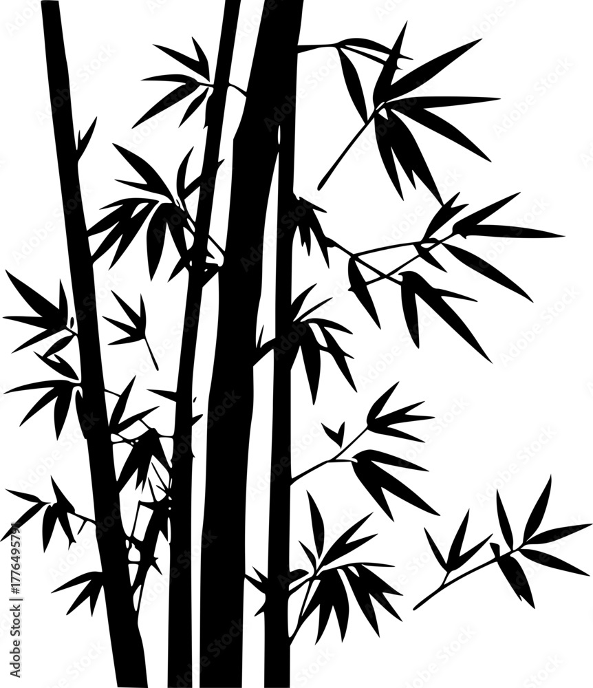 Obraz premium Bamboo silhouette design for nature and zen concept