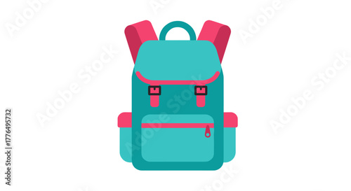 Stylish minimalist backpack design in bold teal and pink colors