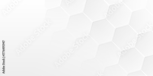 Clean white abstract background with modern hexagonal geometric pattern. Minimal 3D texture design perfect for technology, medical, corporate, or futuristic