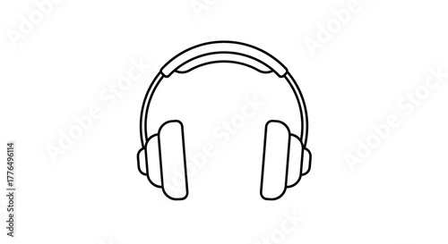 Minimalist linear headphones icon for technology and music designs