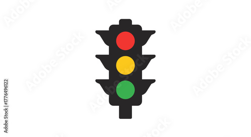 Traffic light icon with red, yellow, and green signals on white background
