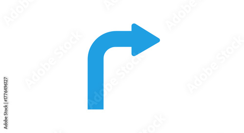 Simple blue right turn arrow icon on white background