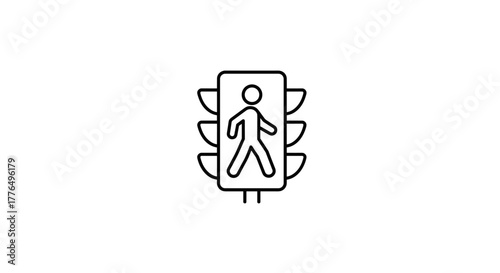 Minimalist pedestrian crossing icon with traffic light symbol