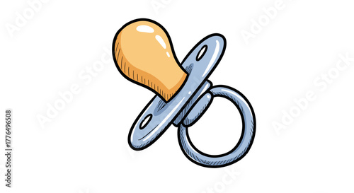 Cartoon baby pacifier on white background for infant care design