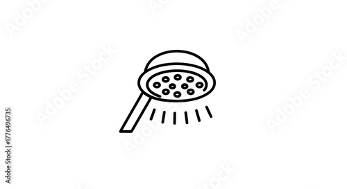 Minimalist showerhead icon in black and white line art design