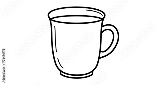 Minimalist cup design in linear style for cafés and kitchens