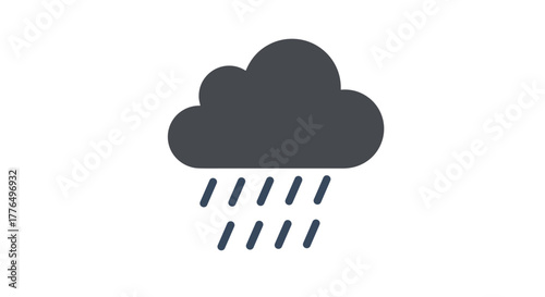 Cloud with rain icon minimalist weather symbol for forecast apps